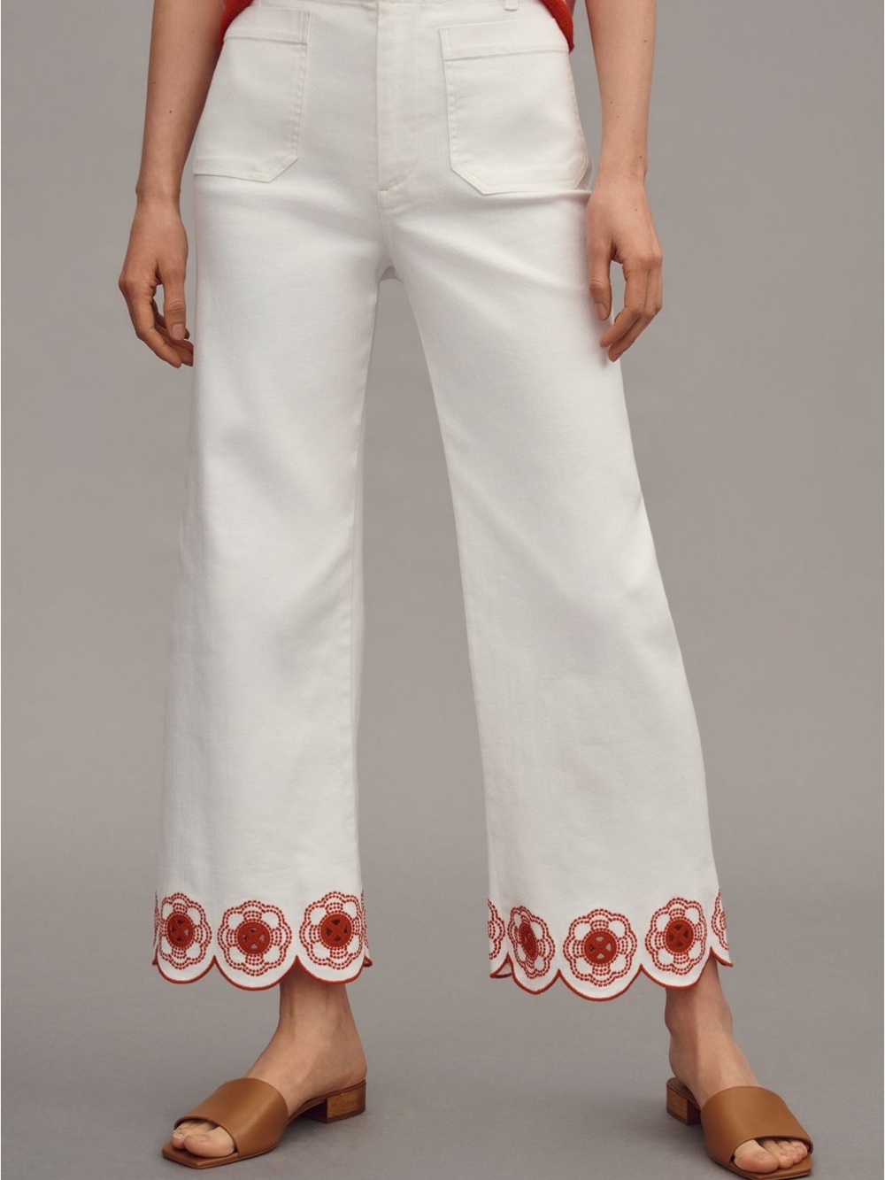 Maeve Colette Scallop-Hem High-Rise Wide Leg Cropped Jeans - Picture 2 of 16